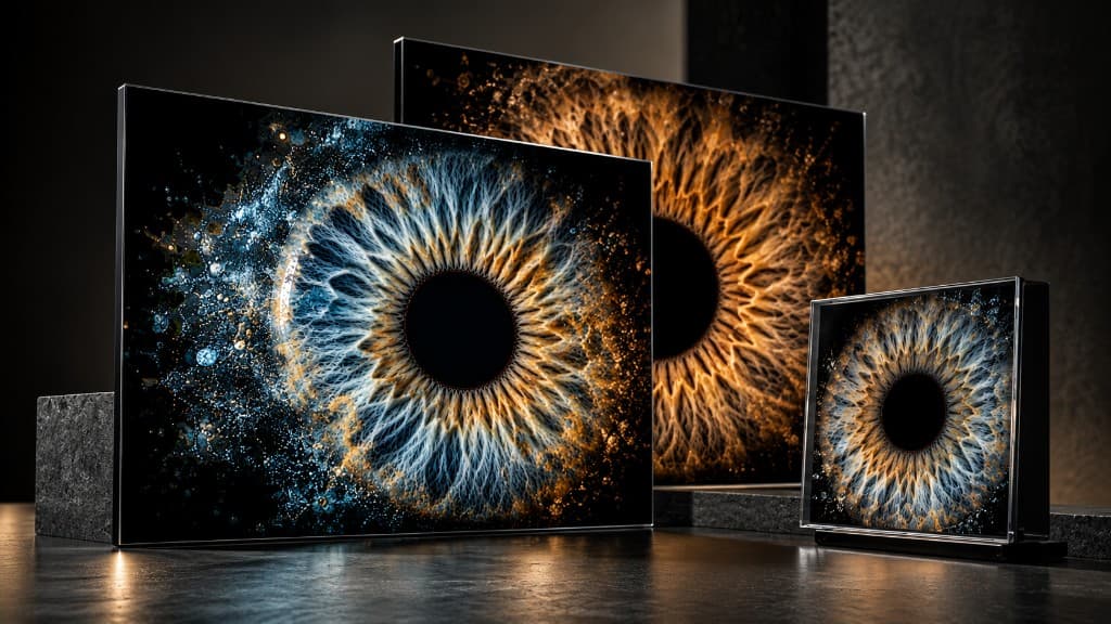 Iris Kunstwerke in Galerie-Rahmen — Blau und Gold